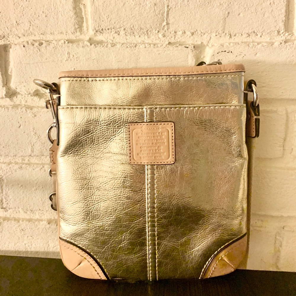 COACH Gold Adjustable Strap Crossbody Bag Purse - Picture 1 of 6